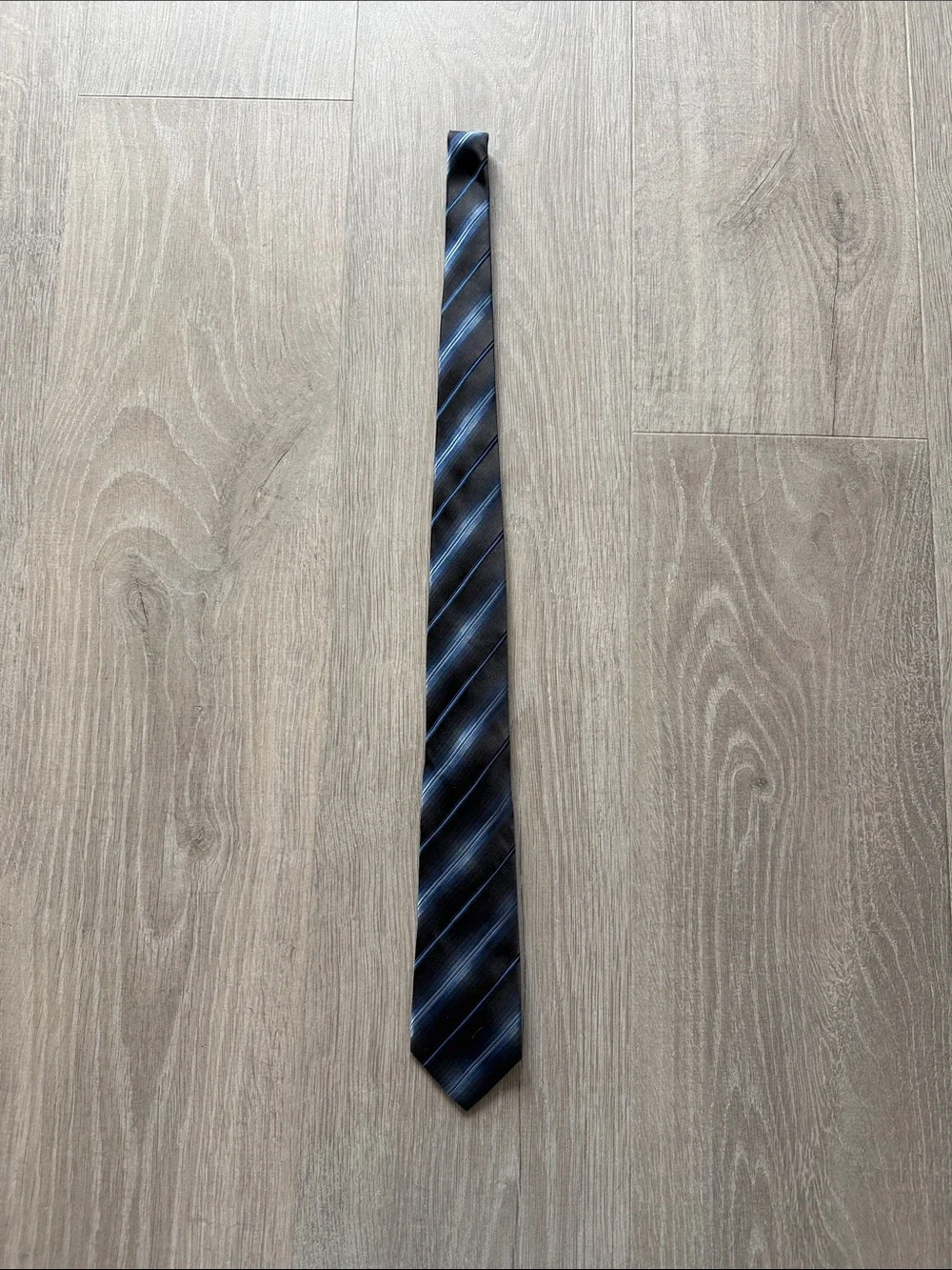 Alfani Black Tie with Blue Diagonal Stripes